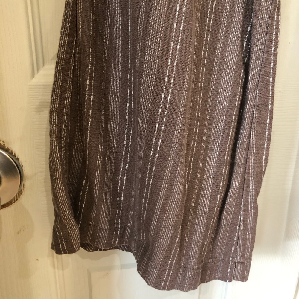 Rewash Wide-Leg Drawstring Pants Linen Blend Small Brown Striped Beach Casual - Picture 5 of 12